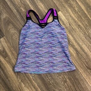 Purple and Black Striped Tankini Top